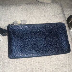 NWT - Navy Blue Leather Wristlet